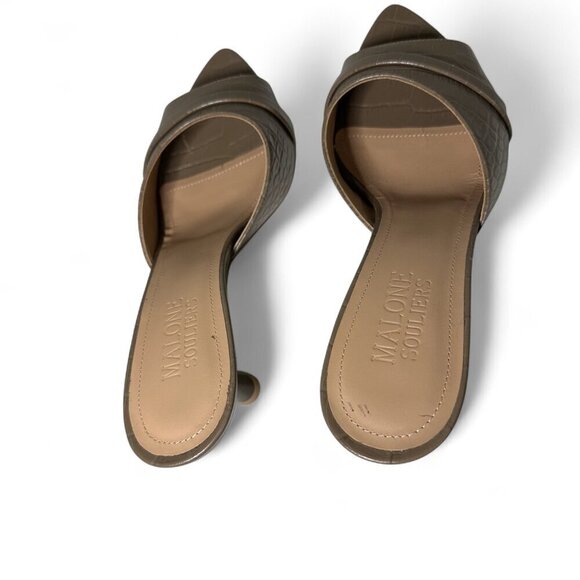 Malone Souliers Women's Julia Taupe Slip-On Heeled Sandals 38.5 NWT - Picture 7 of 14
